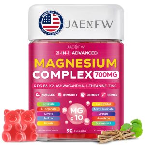 Magnesium Glycinate Gummies 700MG - 21-in-1 Advanced Magnesium Supplement with Ashwagandha, L-Theanine, Zinc, Vitamin - Sugar Free Magnesium Gummies for zzZ, Focus & Relaxation, for Women, Men & Kids